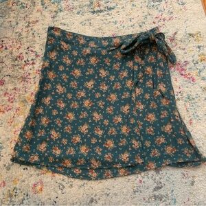 American Eagle Outfitters Teal / Dark Green Mini Wrap Skirt
